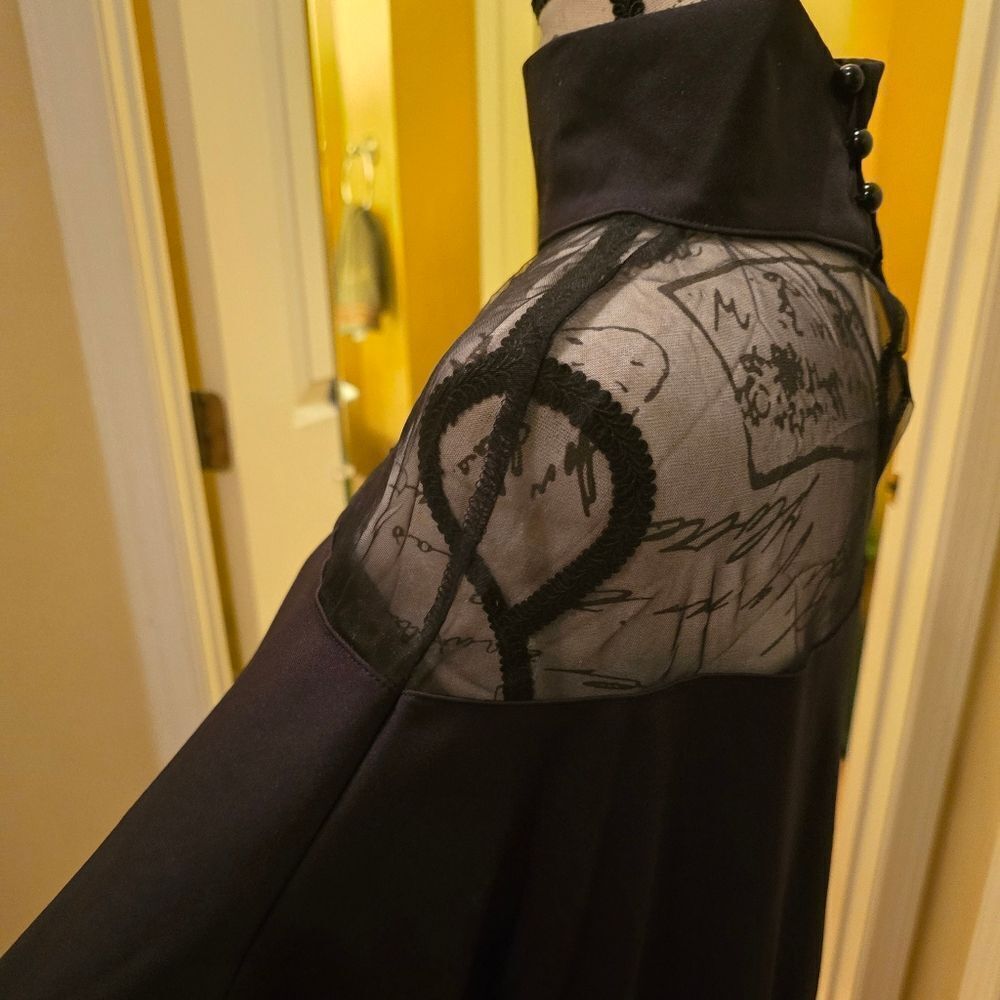 BLACK TUNIC TOP WITH BATWING SLEEVES AND SHEER TOP - Picture 5 of 14